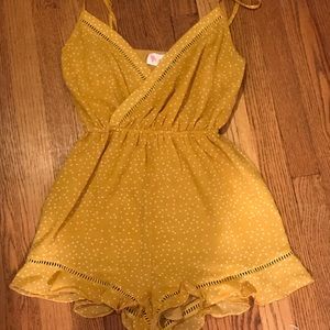 Yellow polka dot romper